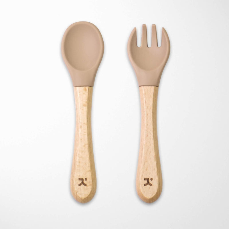 KIANAO Flatware Sets Sand Color Bamboo Spoon and Fork Set