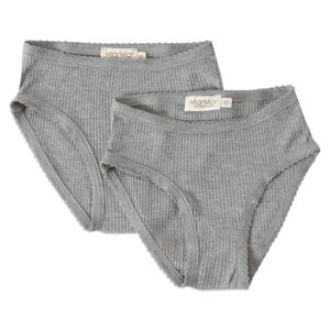 2 pak grå melange rib underbukser (10 år/140 cm) - MarMar
