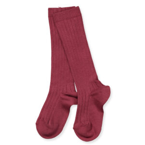 Granate rib knæstrømper (0-3 mdr (000)) - Cóndor