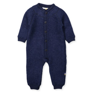 Blå uld fleece heldragt  (60 cm) - Joha