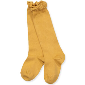 Mustard knæstrømper med blonde (3-6 mdr (00)) - Cóndor