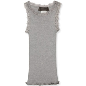 Lysegrå silke top (4 år/104 cm) - Rosemunde