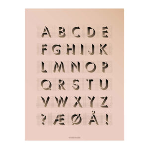 ABC rosa plakat - 15x21 cm (One size) - Vissevasse