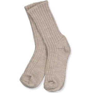 Beige melange uld strømper (27-30) - Joha