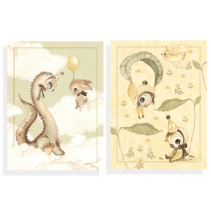 2 pak Dino & Friends kort (One size) - Mrs. Mighetto