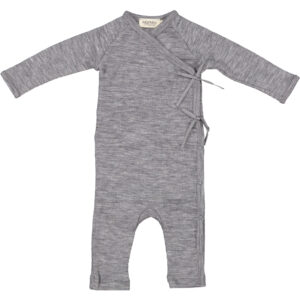 Grey melange uld rib heldragt (1 mdr/56 cm) - MarMar