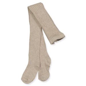 Light brown melange rib strømpebukser (110 cm) - Mp Denmark