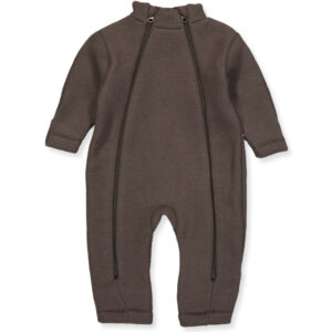 Mørkebrun merino uld fleecedragt (60 cm) - Joha