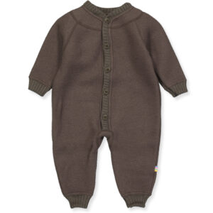 Mørkebrun merino uld fleecedragt (60 cm) - Joha