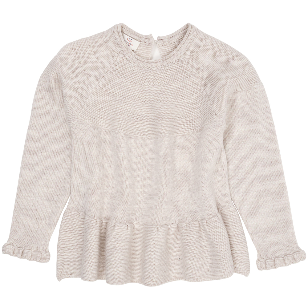 665dc183abf59MERINO_KNIT_BLOUSE_WITH_FRILL_PALE_CREAM_MELANGE Merinould strikbluse (18 mdr/86 cm) - Copenhagen Colors