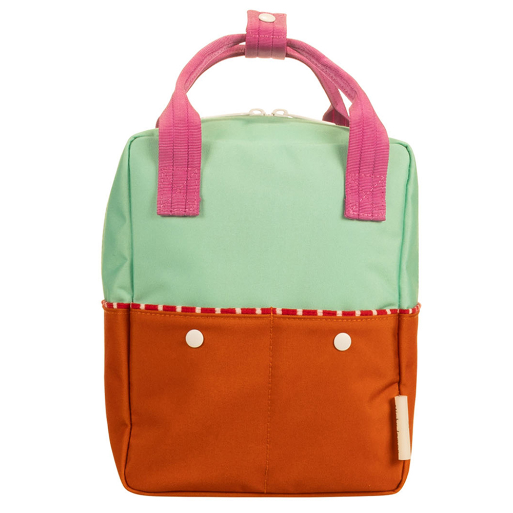 6698d34977ed81802171_-_Sticky_Lemon_-_backpack_small_-_better_together_-_colourblocking_-_towel_green_gravel_orange_-_front Rygsæk, small (One size) - Sticky Lemon