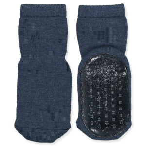 Dark denim melange non-slip uldstrømper (19-21) - Mp Denmark