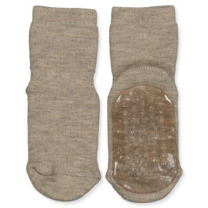 Light brown melange non-slip uldstrømper (22-24) - Mp Denmark