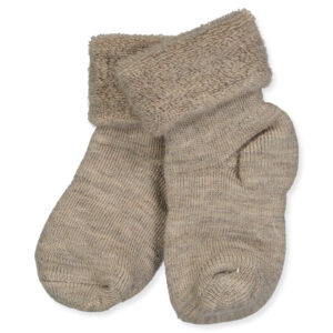 Light brown melange uld babystrømper (15-16) - Mp Denmark