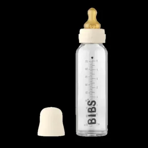 Bibs Sutteflaske Glas - Anti Kulik - 225 ml - Naturgummi - Ivory - Bibs