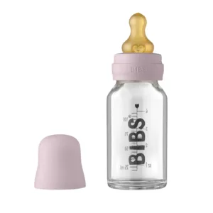 Bibs Sutteflaske Glas - Anti Kulik - 110 ml - Naturgummi - Dusky Lilac - Bibs