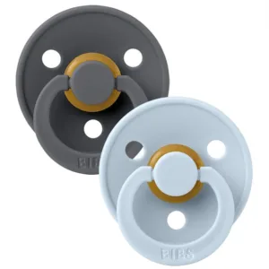 Bibs sutter - Colour str. 2 - rund - 2-pak - Iron & Baby Blue - Bibs