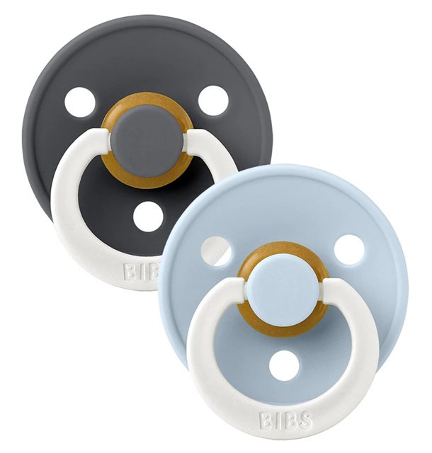 Bibs-Sutter-Glow-Iron-Baby-Blue Bibs Sutter - Colour Glow str. 1 - rund - 2-pak Iron & Baby Blue - Bibs