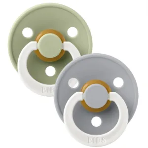 Bibs sutter - Colour Glow str. 1 - rund - 2-pak - Sage/Cloud - Bibs