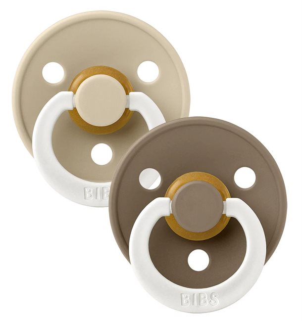 Bibs-runde-sutter-Night-Vanilla-Dark-Oak Bibs Sutter - Glowstr. 1 - Vanilla & Dark Oak - 2-pak - Bibs