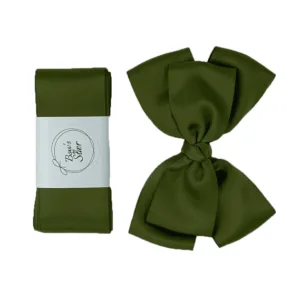 Bows By Stær dåbsbånd Grøn Double Bow Moss Satin - Bow's by Stær