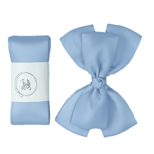 Bows-By-Staer-daabsbaand-Double-Bow-Satin-Lyseblaa Bow's By Stær dåbsbånd M. Double Bow Satin Lyseblå - Bow's by Stær