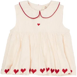 Copenhagen Colors bluse - Seersucker m. hjerter - Dusty Rose m. Cream Stripe - Copenhagen Colors