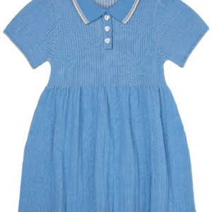 Copenhagen Colors kjole - Rib Polo Strik - Sky Blue/Cream - Copenhagen Colors