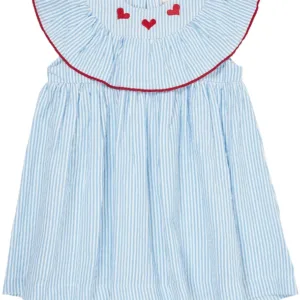 Copenhagen Colors kjole - Sky Blue m. Cream Stripe - Hjerter - Copenhagen Colors