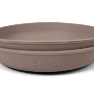 Silikone tallerken 2-pak - Warm Grey - Filibabba