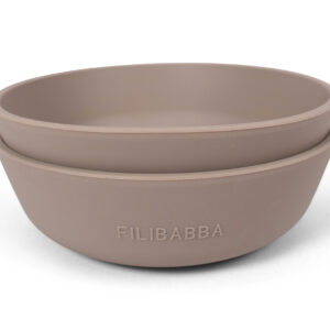 Silikone skål 2-pak - Warm Grey - Filibabba
