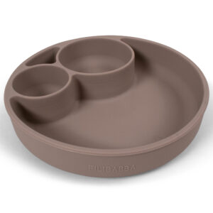 Silikone tallerken ruminddelt - Warm Grey - Filibabba