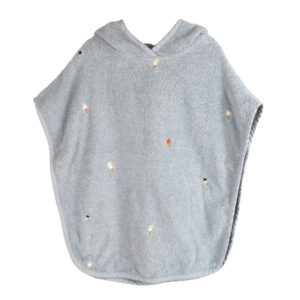 Strandponcho med broderi GOTS - Pearl Blue - Filibabba