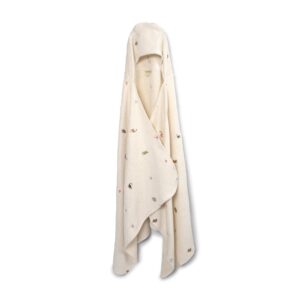 Broderet badehåndklæde m. hætte GOTS - Dino Beach - Filibabba