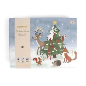 Puslespil med 30 brikker (45x45 cm) - Wonderful Winter - Skovens dyr - Filibabba