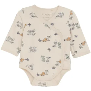 Fixoni body til præmatur - slå-om - Zen Blue Dino print - Fixoni