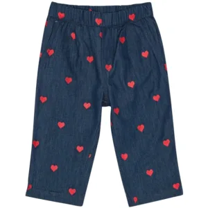 Flöss Bukser - Amee Pants - Mid Blue Heart - Hjerter - Flöss