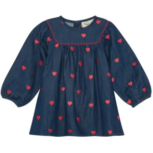 Flöss Kjole - Amee Dress - Mid Blue Heart - Hjerter - Flöss