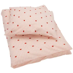 Flöss Sengetøj - Baby - Dolly Duvet - Pink Berry Gingham - Jordbær - Flöss