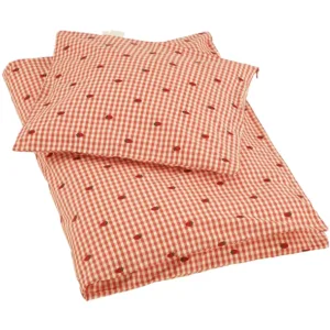 Flöss Sengetøj Molly Duvet + Pillow Junior - Berry Gingham - Jordbær - Flöss