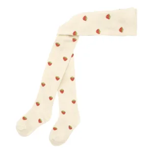 Flöss Strømpebukser - Jordbær - Soft White Small Berry - Flöss