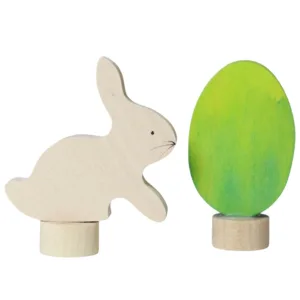 GRIMMS Dekorativ Figur - Påskehare & Æg - Batik Grøn - GRIMM's