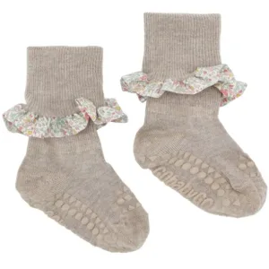 GoBabyGo strømper - bambus - Sand m. Liberty flæse - GoBabyGo
