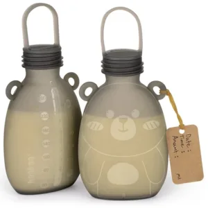 Haakaa Silikone Opbevaringspose til brystmælk Happii Bear 2 stk. (260ml) - Haakaa