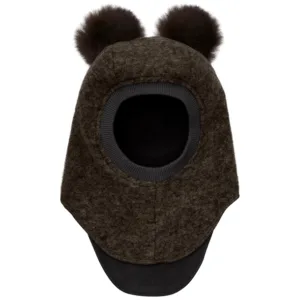 Huttelihut Elefanthue - Uld/bomuld - 2-lags - Alpaca kvaster - Dark Brown Melange - Huttelihut