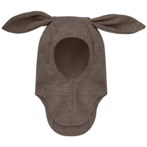 Huttelihut Hue med ører - Merinould Rib - Brown Melange - Huttelihut