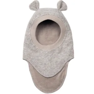 Huttelihut Hue m. ører - Uld/bomuld - 2-lags - Camel Melange - Huttelihut