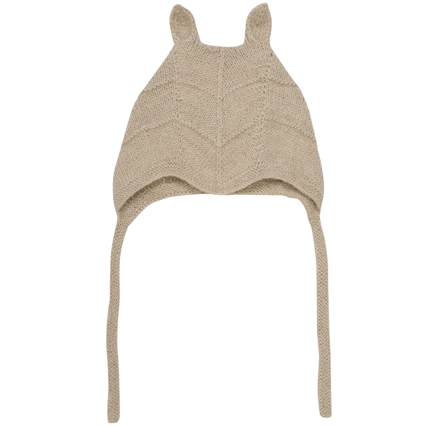 Huttelihut-Hue-oerer-Bonnet-Alpaca-Uld-Strik-Camel-Melange Huttelihut Hue m. ører - Bonnet Alpaca Uld Strik - Camel Melange - Huttelihut