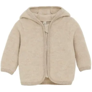 Huttelihut Jakke Uld Fleece m. ører Camel Melange - Huttelihut