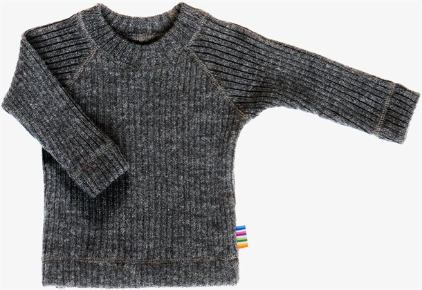 Joha-Uld-Bluse-Rib-Strik-Moerkegraa Joha Uld Bluse - Rib Strik - Mørkegrå - Joha